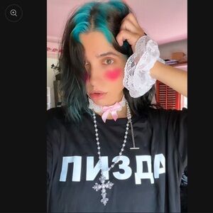 Riot Cyrillic Feminist Tee in Black